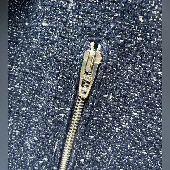 Blank NYC zippered motorcycle tweed blue jacket, silver hardware - Picture 4 of 12